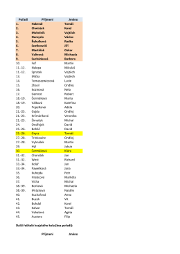 Pořadí Příjmení Jméno 1. Habrnál Tomáš 2. Chwistek Karel 3