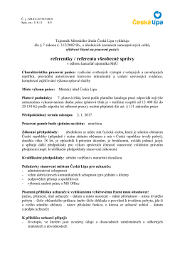 Vedoucí Městského úřadu v České Lípě vyhlašuje