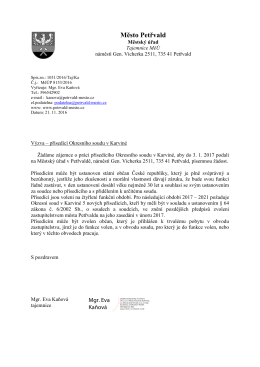 V&yacute;zva &ndash; př&iacute;sed&iacute;c&iacute; Okresn&iacute;ho soudu v Karvin&eacute;