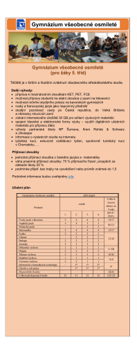 Gymnázium všeobecné osmileté (pro žáky 5. tříd)