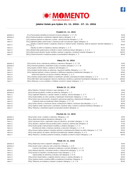 Jídelní lístek pro týden 21. 11. 2016 - 27. 11. 2016