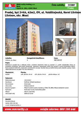 Prodej, byt 2+kk, 42m2, OV, ul. Valdštejnská, Horní Litvínov Litvínov