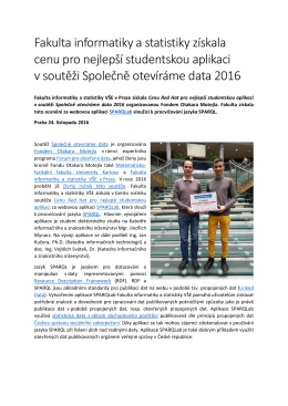 Fakulta informatiky a statistiky z&iacute;skala cenu pro nejlep&scaron;&iacute; studentskou
