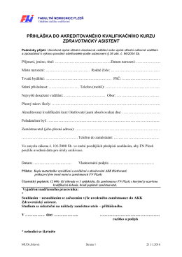 přihláška do akreditovaného kvalifikačního kurzu zdravotnický asistent