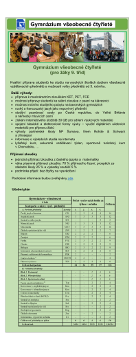 Gymnázium všeobecné čtyřleté (pro žáky 9. tříd)