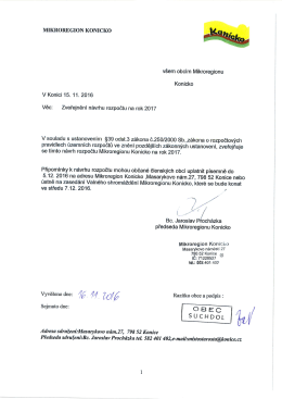 Návrh rozpočtu na rok 2017 - Mikroregion Konicko
