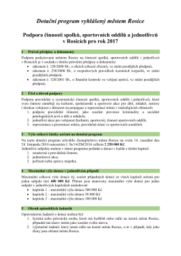 Dotační program vyhlášený městem Rosice Podpora činnosti spolků