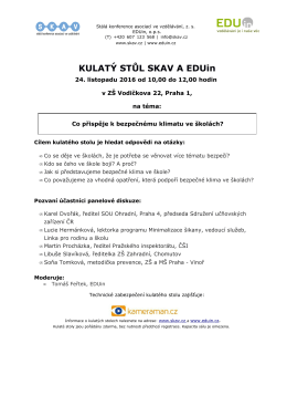 Přijďte na Kulatý stůl SKAV a EDUin o bezpečném klimatu ve školách!