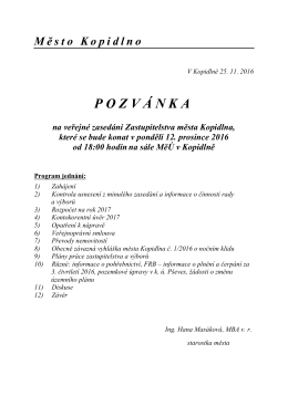 POZV &Aacute; NKA na veřejn&eacute; zased&aacute;n&iacute; Zastupitelstva města