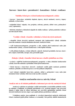 Inovace - know-how - poradenství - konzultace - řešení