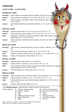 Jídelní lístek od 28. 11. do 2. 12. 2016