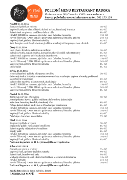 POLEDNÍ MENU RESTAURANT RADORA