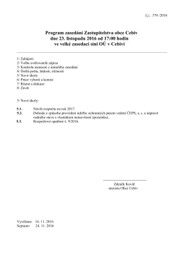 Program zasedání obecního zastupitelstva obce Cebiv, které se