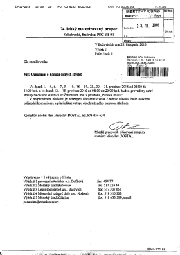 Oznámení o konání ostrých střeleb - prosinec 2016