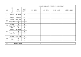 Harmonogram na dzień 25 listopada (piątek)