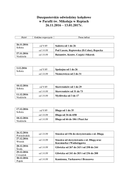Zobacz plan kolędy - Parafia św. Mikołaja