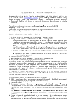 ogłoszenie o zamówieniu niepublicznym sektorowym