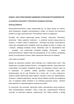 ZASADY JAKO PODSTAWOWE NARZĘDZIE W PROCESIE