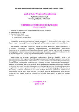 Społeczny świat i jego legitymizacje
