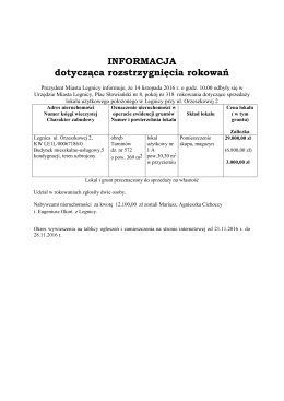 INFORMACJA dotycząca rozstrzygnięcia rokowań