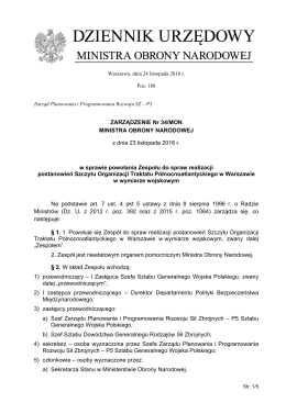 ZARZĄDZENIE Nr 34/MON MINISTRA OBRONY NARODOWEJ z