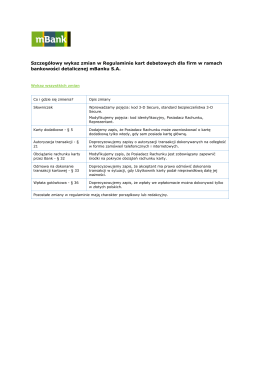 Szczeg&oacute;łowy wykaz zmian