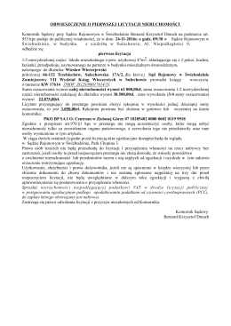 Licytacje nieruchomości z dnia 24 listopada 2016r.