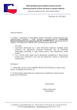 Warszawa, dn. 14.02.2007r. Szanowni Państwo, w związku z