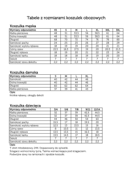 Tabele z rozmiarami koszulek obozowych