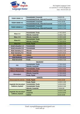 Lista zajęć - My English Language Center