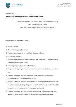 Sesja Rady Miejskiej w Żywcu - 24 listopada 2016 r.