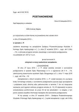 III KZ 76-16 - Sąd Najwyższy