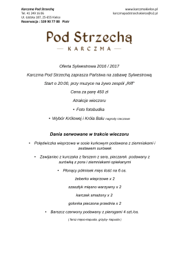 Dania serwowane w trakcie wieczoru