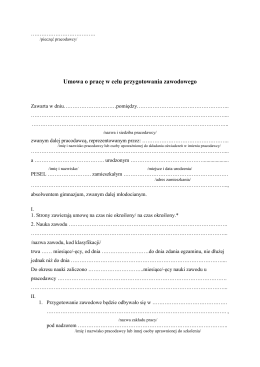 Umowa o pracę w celu przygotowania zawodowego