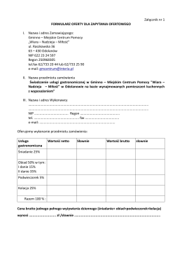 Załącznik nr 1 FORMULARZ OFERTY DLA