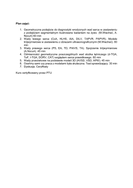 Plan zajęć: 1. Geometryczne podejście do diagnostyki wrodzonych