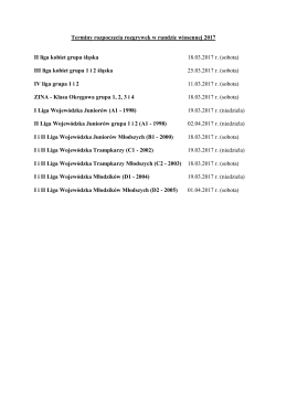 Terminy rozpoczęcia rozgrywek w rundzie wiosennej 2017 II liga