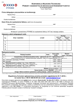 formularz zgłoszeniowy - Pomiary i Diagnostyka