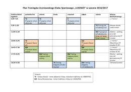 Plan Trening&oacute;w Uczniowskiego Klubu Sportowego &bdquo;LUSOWO&rdquo; w