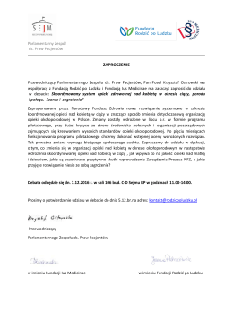 Szanowna Pani/Pan…… - Fundacja Rodzić po Ludzku
