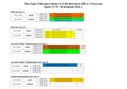 Plan Zajęć na VI zjazd tj. 19