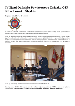 IV Zjazd Oddziału Powiatowego Związku OSP RP w Lw&oacute;wku Śląskim