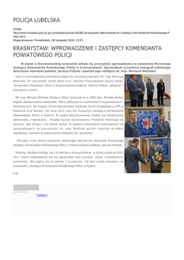 policja lubelska krasnystaw: wprowadzenie i zastępcy komendanta