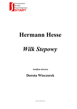 Analiza Wilk stepowy, Hermann Hesse