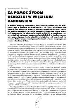 ZA POMOC ŻYDOM OSADZENI W WIĘZIENIU RADOMSKIM