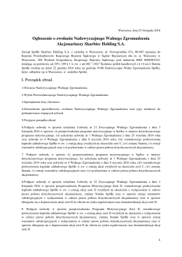 Ogłoszenie o zwołaniu Nadzwyczajnego Walnego