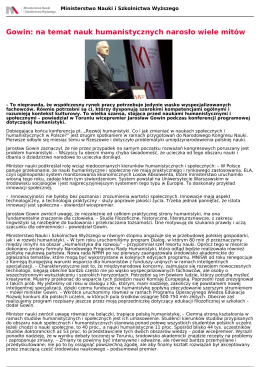 Gowin: na temat nauk humanistycznych narosło wiele mit&oacute;w