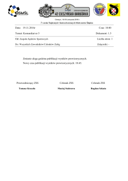 Data: 19.11.2016r Czas: 18:00 Temat: Komunikat nr 5 Dokument
