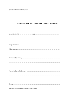 DZIENNICZEK PRAKTYCZNEJ NAUKI ZAWODU