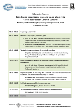 program Sympozjum - Polska Federacja Zatrudnienia Wspomaganego